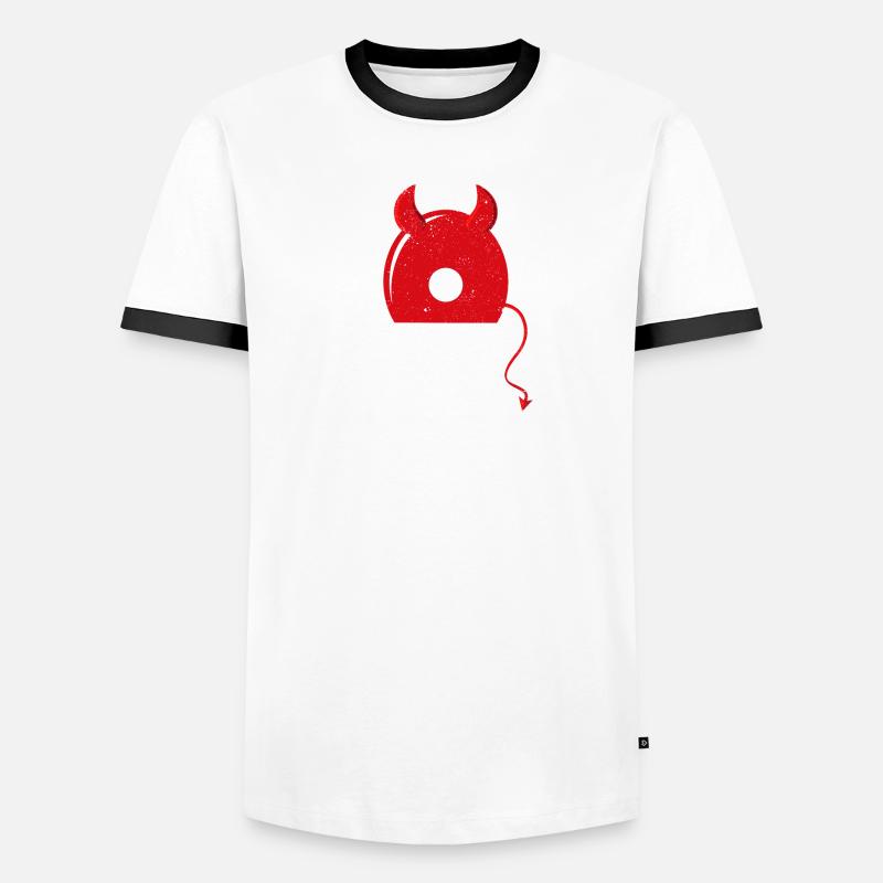 Ping Pong Devil Paddle Red Horns Funny Men's Ringer Shirt