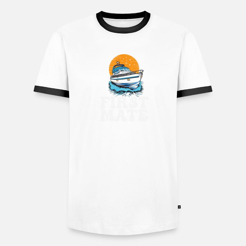 First Mate Motorboating Squad Lake Life Pontoon Men's Ringer Shirt