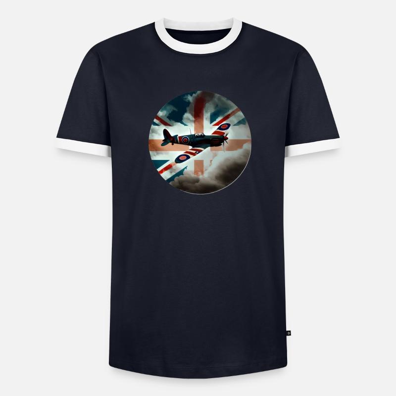 Spitfire Avion de chasse Angleterre Royaume-Uni T-shirt contrasté Homme