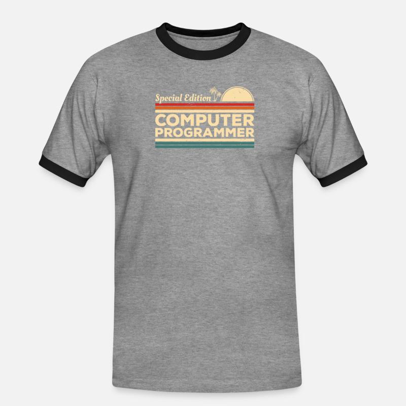 Retro Special Edition Computerprogrammierer - Männer Kontrast-T-Shirt - Grau meliert/Schwarz
