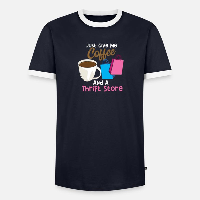 Kaffee und ein Secondhandladen - Männer Kontrast-T-Shirt - undefined