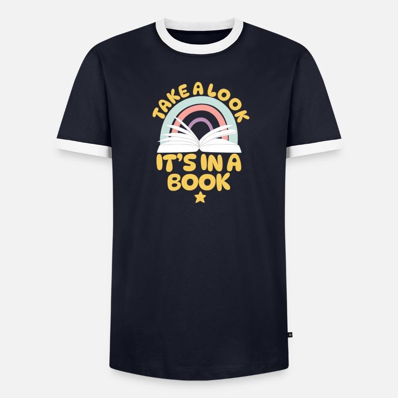 Jetez un coup d’œil C’est dans un rat de bibliothèque de lecture de livre T-shirt contrasté Homme
