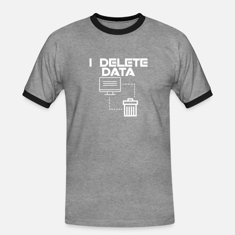 I Delete Data 2 - Männer Kontrast-T-Shirt - Grau meliert/Schwarz