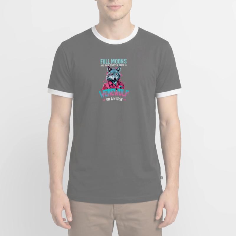 Halloween-Krankenschwester nur beängstigend, wenn Werwolf oder Krankenschwester Männer Kontrast-T-Shirt