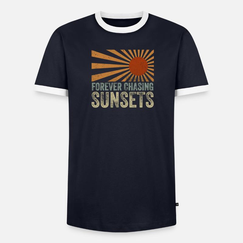 Forever Chasing Sunsets Retro Summer Vacation T-shirt contrasté Homme
