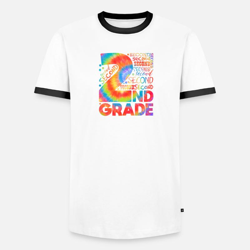 Tie Dye 2nd Grade Typography Team Second Grade Men's Ringer Shirt
