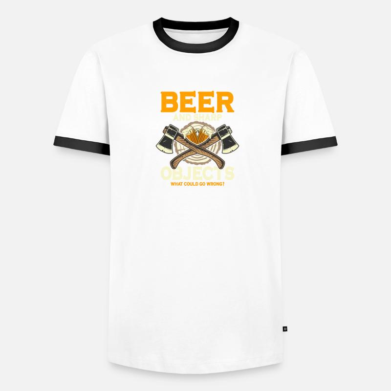 Beer And Sharp Objects Hatchet Ax Axe Throwing Männer Kontrast-T-Shirt