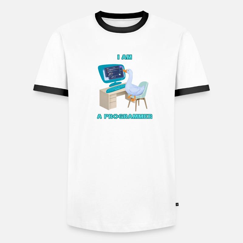 A Programmer Duck, a Fun Design for Programmers Men's Ringer Shirt