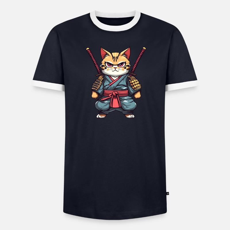 Chat samouraï #21 T-shirt contrasté Homme
