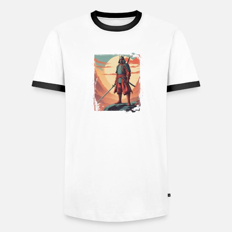 Samurai - Warrior with sword on mountain Men's Ringer Shirt