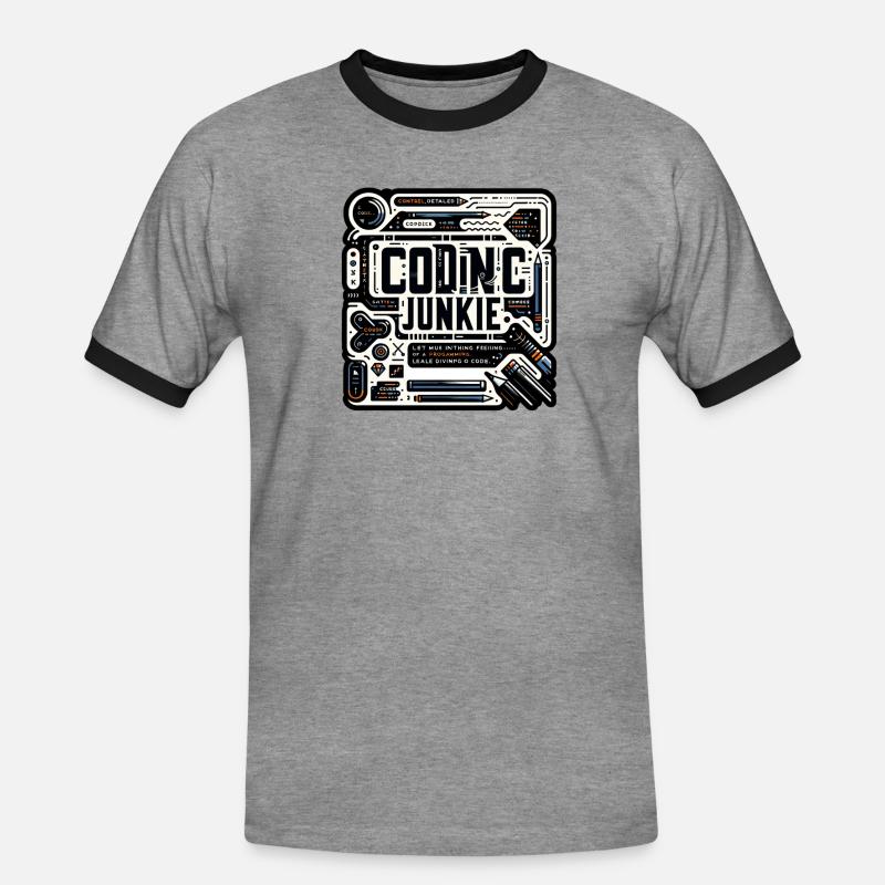 Coding Junkie 11 - Männer Kontrast-T-Shirt - Grau meliert/Schwarz