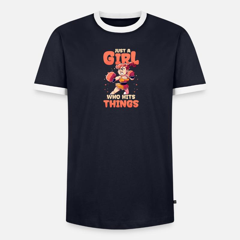 Boxendes Mädchen hat Dinge getroffen - Männer Kontrast-T-Shirt - undefined