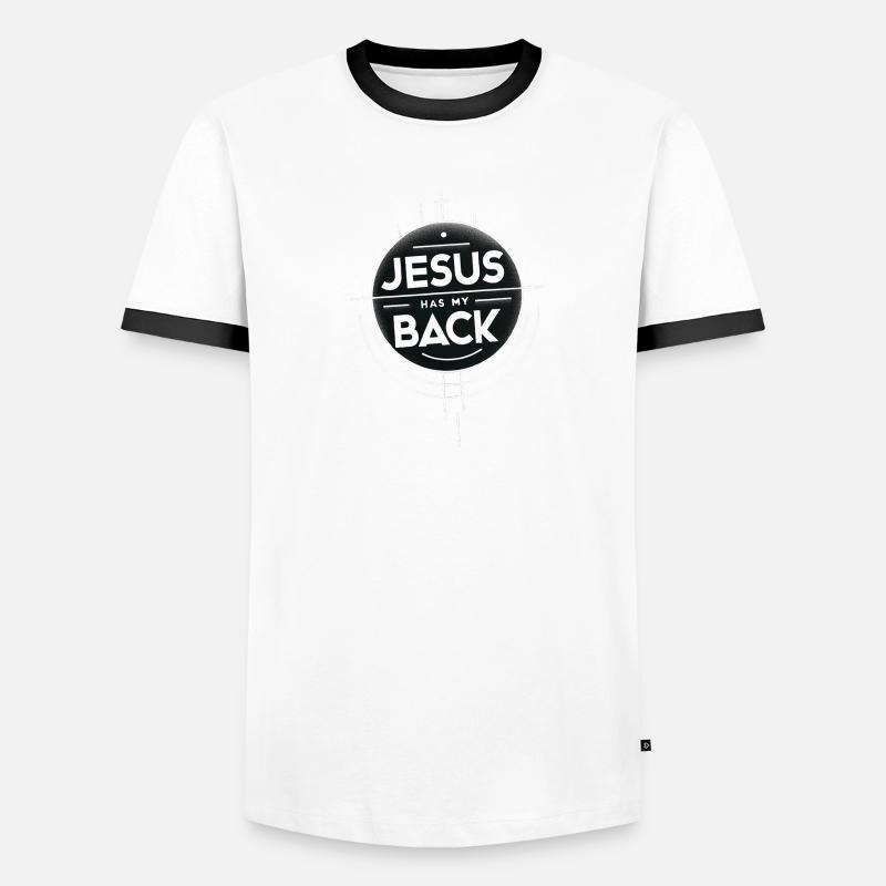 Jesus Has My Back 19 Men's Ringer Shirt
