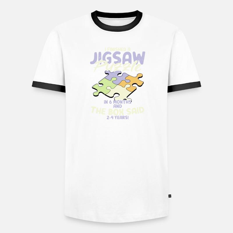 I Finished A Jigsaw Puzzle Piece Solving Männer Kontrast-T-Shirt