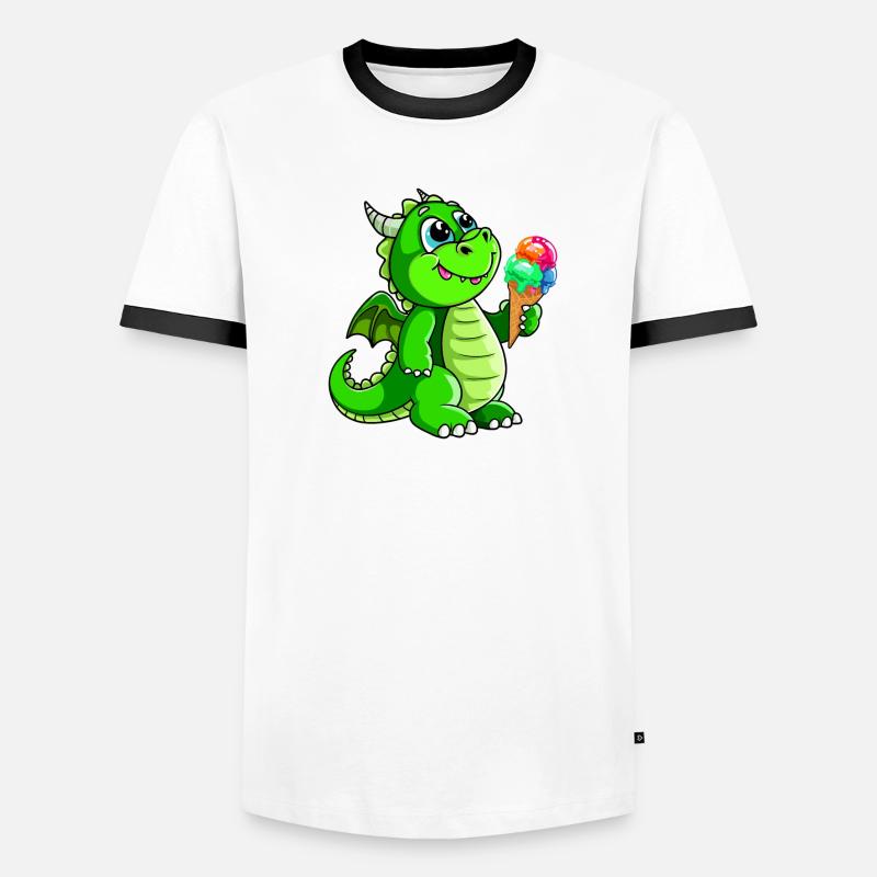 Drache mit Eis Comic Männer Kontrast-T-Shirt