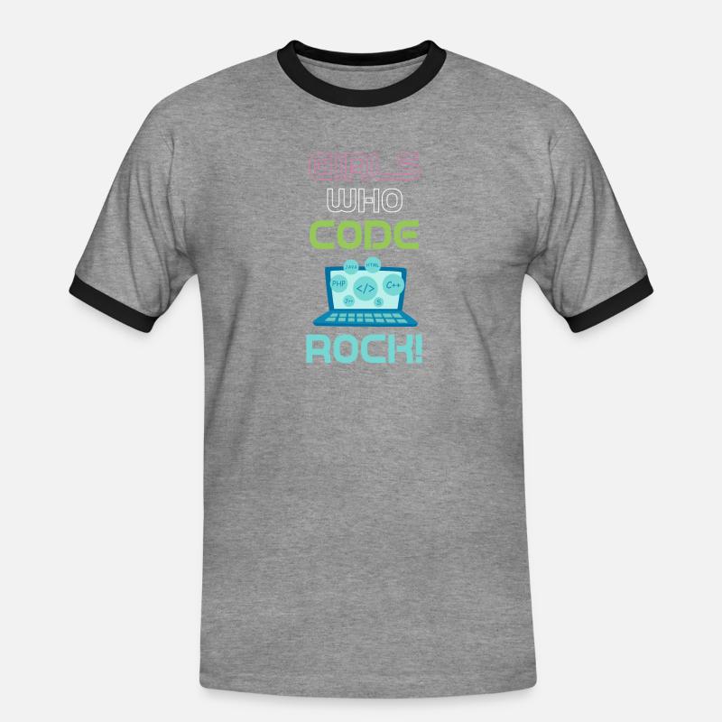 Mädels, Die Programmieren, Rocken! Programmierer, - Männer Kontrast-T-Shirt - Grau meliert/Schwarz
