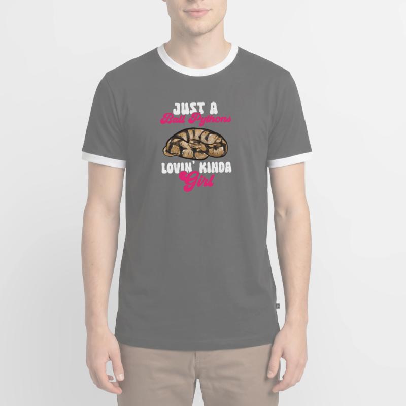 Ball Python Schlange Königspython Männer Kontrast-T-Shirt