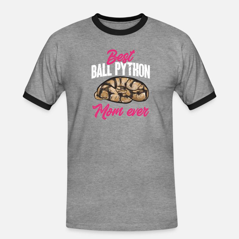 Ball Python Snake King Python - Men's Ringer Shirt - heather grey/black