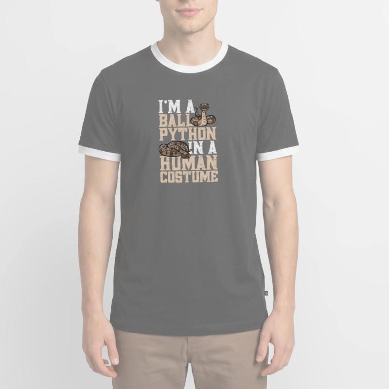 Ball Python Schlange Königspython Männer Kontrast-T-Shirt