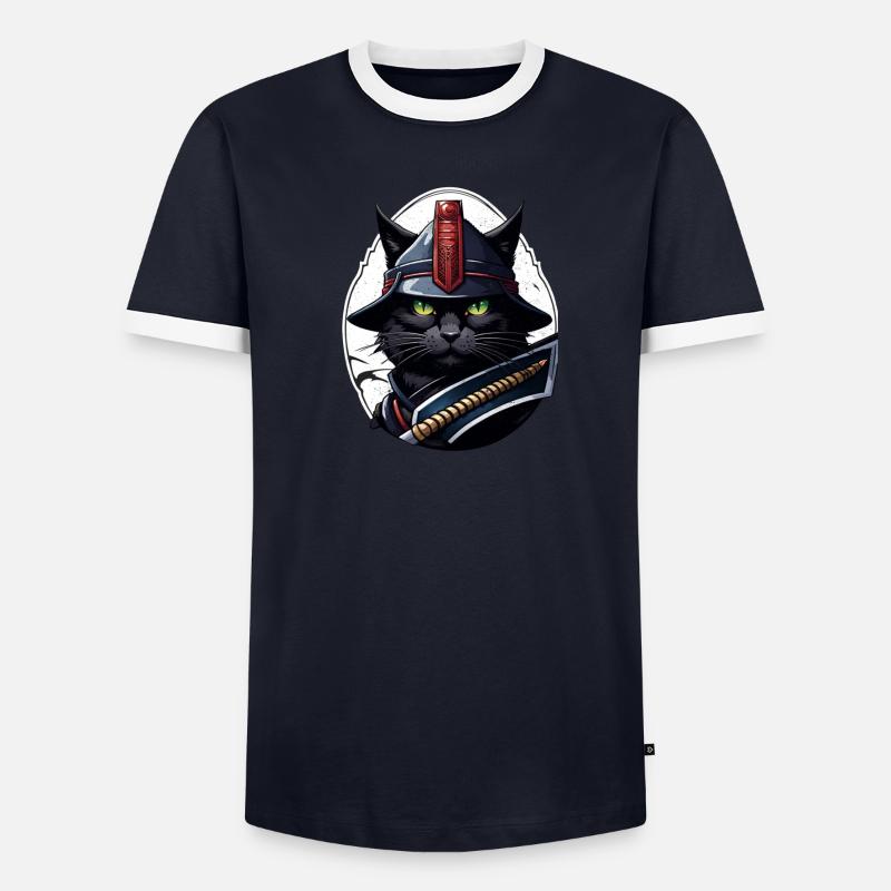 Ninja Katze - Samurai Kätzchen - Männer Kontrast-T-Shirt - undefined
