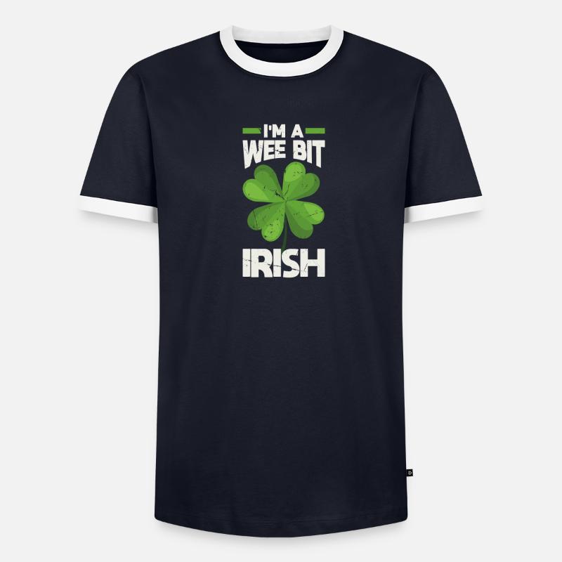Wee Bit Irish Lucky Clover Graphique festif T-shirt contrasté Homme