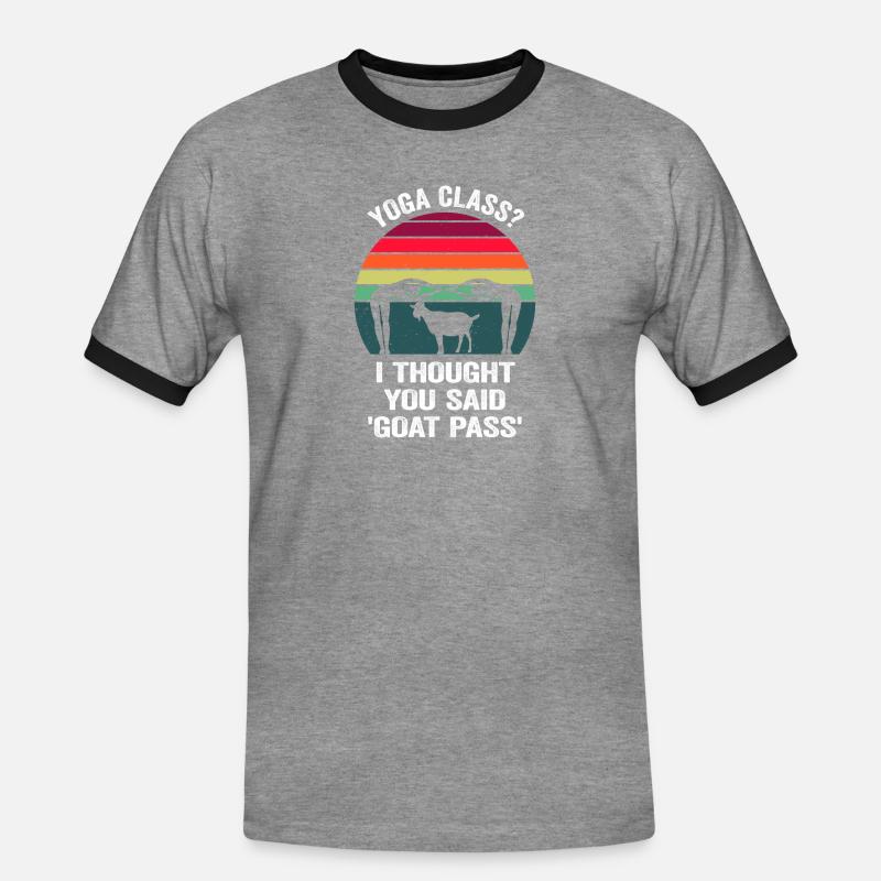 Yogastunde oder Ziegenpass - Männer Kontrast-T-Shirt - Grau meliert/Schwarz