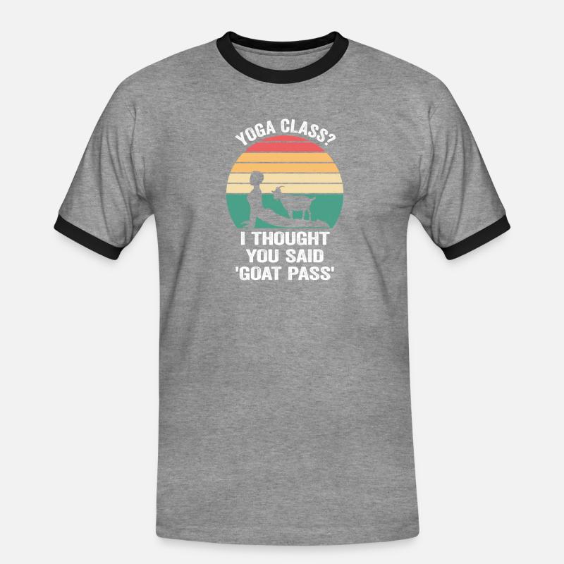 Yogastunde oder Ziegenpass - Männer Kontrast-T-Shirt - Grau meliert/Schwarz