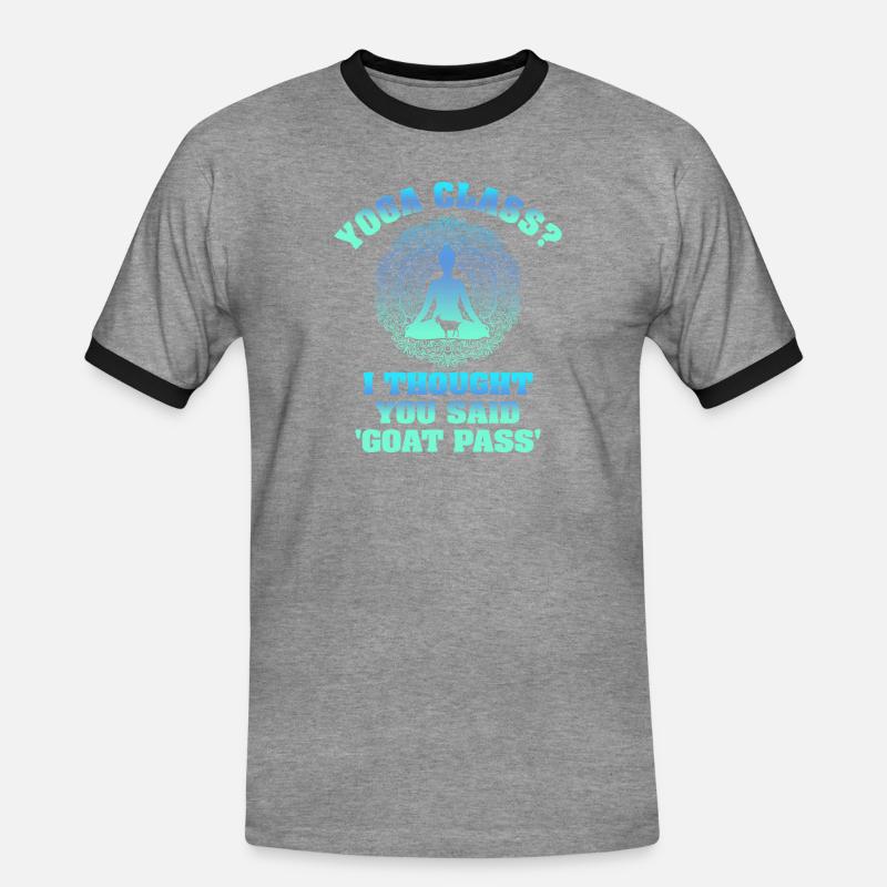 Yogastunde oder Ziegenpass - Männer Kontrast-T-Shirt - Grau meliert/Schwarz