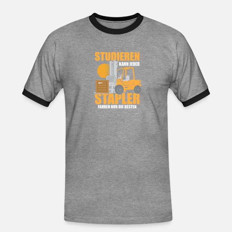 Gabelstaplerfahrer Beruf Gabelstapler - Männer Kontrast-T-Shirt - Grau meliert/Schwarz