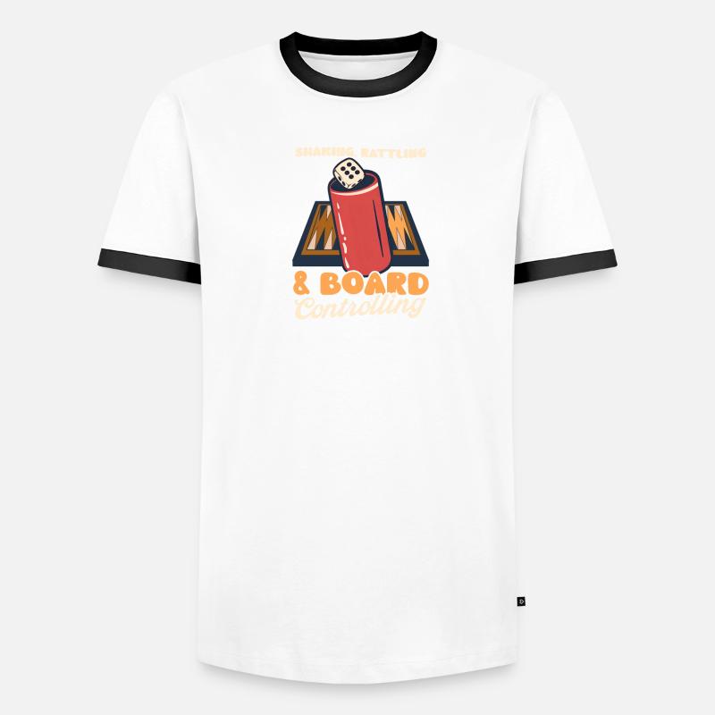 Funny Backgammon Shaking Rattling Board Controllin Men's Ringer Shirt