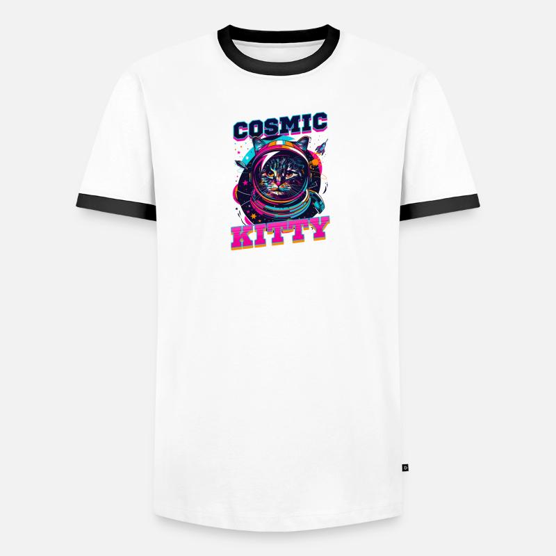 Cat Astronaut Cosmic Kitty Men's Ringer Shirt