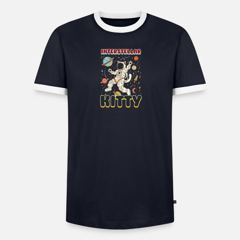 Cat Astronaut Interstellar Kitty Men's Ringer Shirt