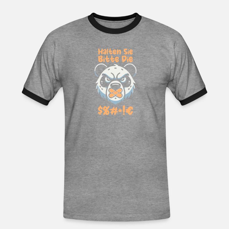Großer Panda Pandabär - Männer Kontrast-T-Shirt - Grau meliert/Schwarz