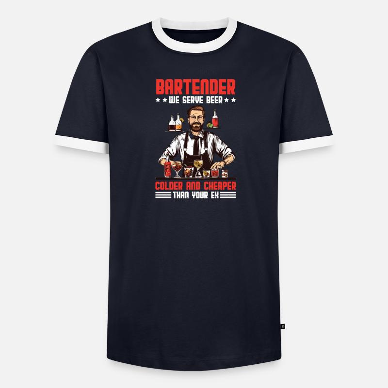 Bartender, We Serve Beer Colder Than Your Ex Men's Ringer Shirt