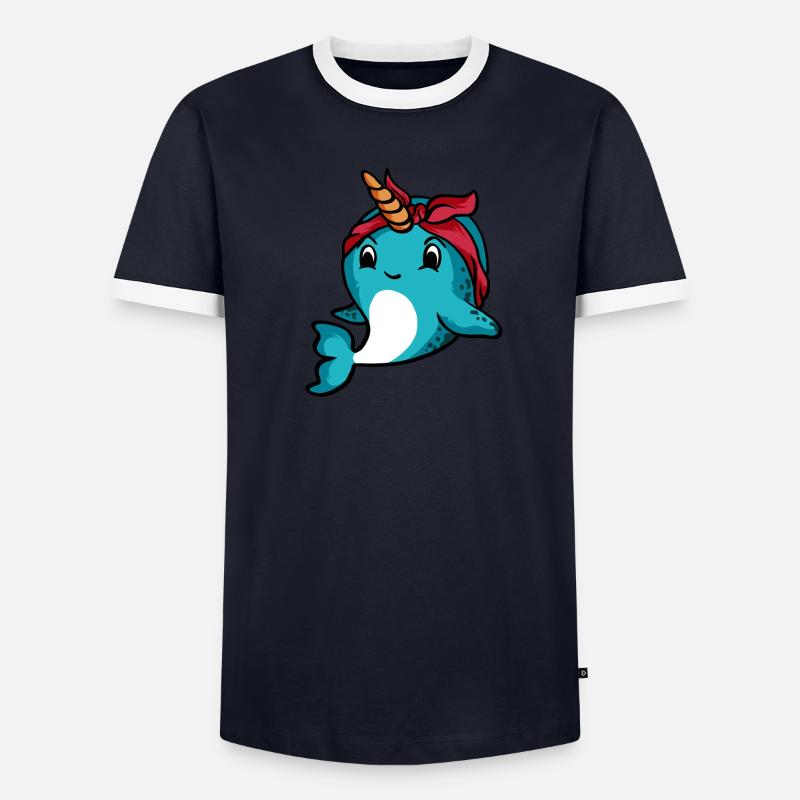 Narval Bandana TShirt Drôle Narval Créature de la mer T-shirt contrasté Homme