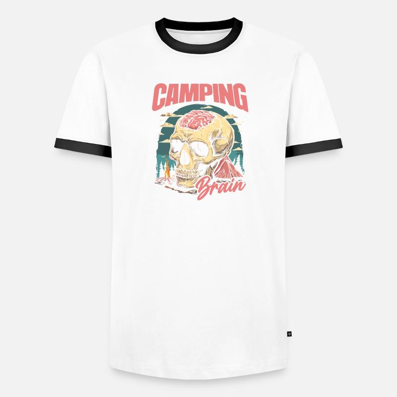 Tent Camping Camping Skull Camping Brain Men's Ringer Shirt