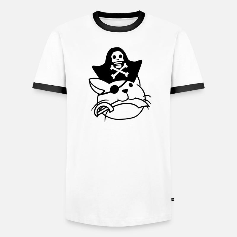 Mignon Pirate Cat Buccaneer Oeil Patch Chapeau Sabre T-shirt contrasté Homme