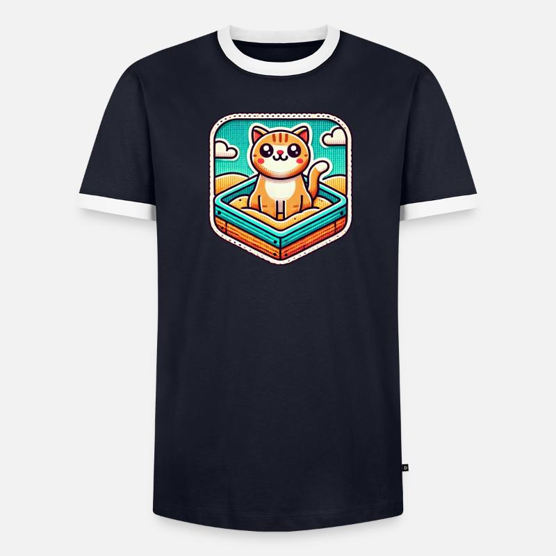 Chat mignon assis dans le bac à sable T-shirt contrasté Homme