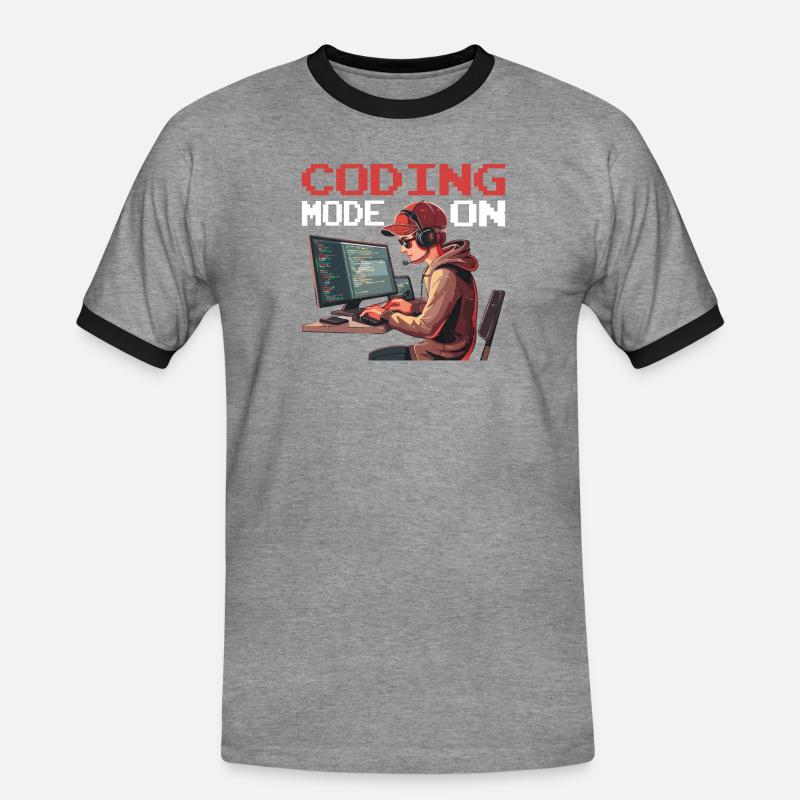 Coding Mode On 2 - Männer Kontrast-T-Shirt - Grau meliert/Schwarz