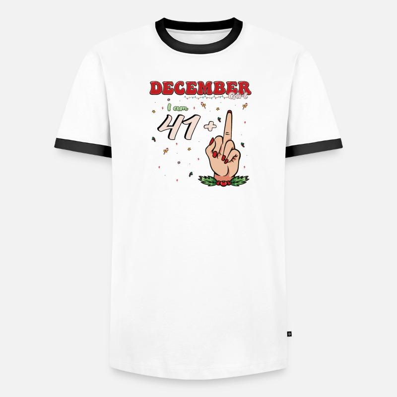 Fille de décembre 41 + doigt d’honneur | Féroce 42e T-shirt contrasté Homme