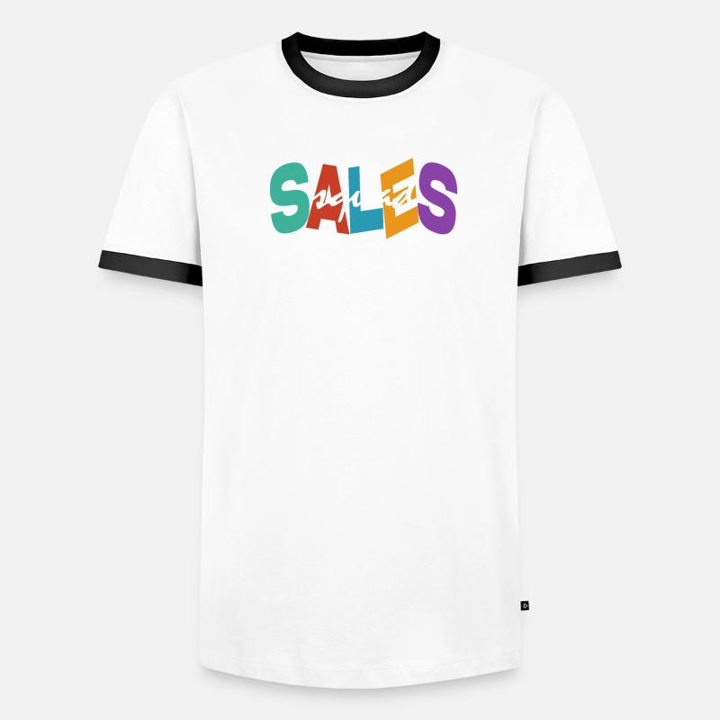 Équipe de vente Typographie colorée Conception Équipe de vente T-shirt contrasté Homme