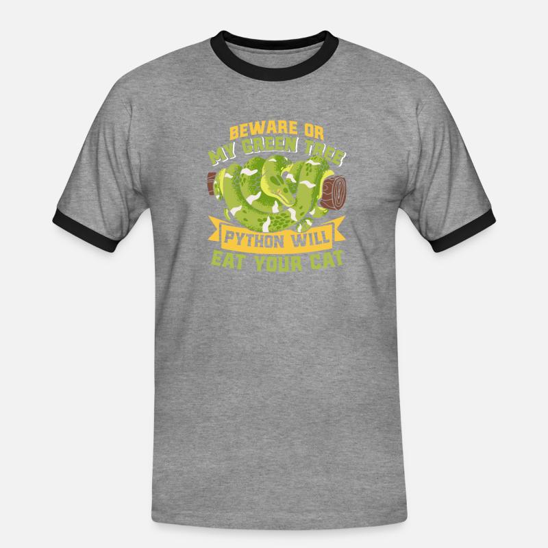 Green Tree Python - Men's Ringer Shirt - heather grey/black