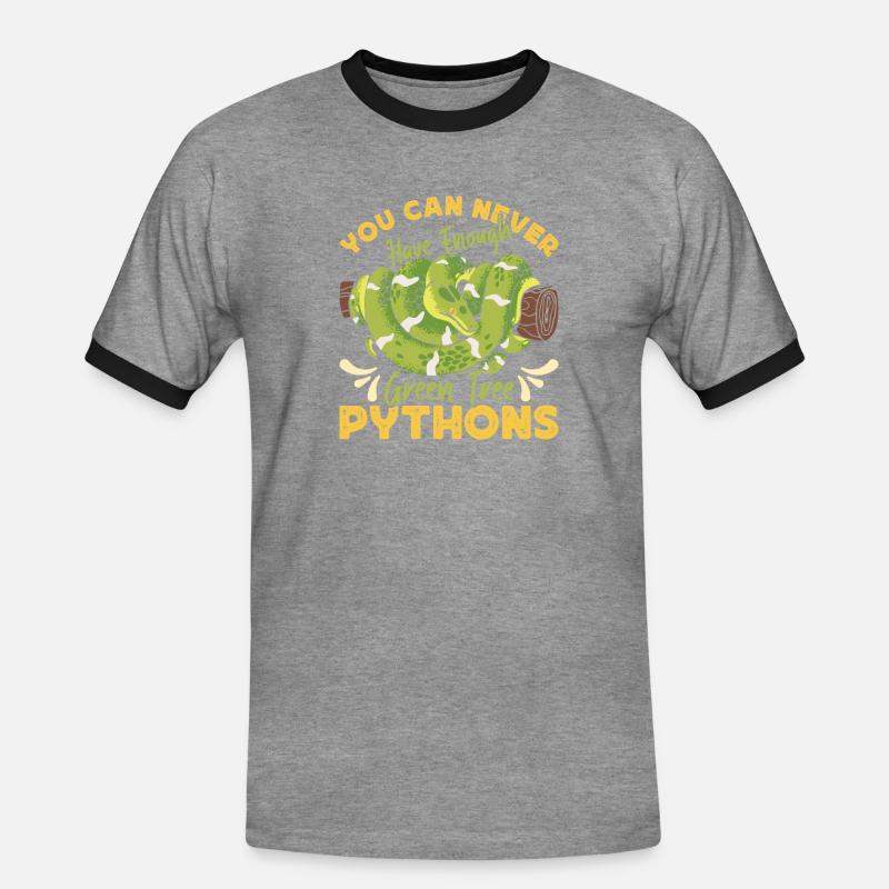 Green Tree Python - Männer Kontrast-T-Shirt - Grau meliert/Schwarz
