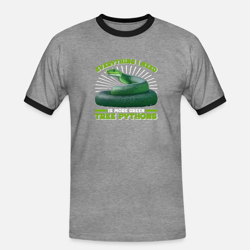 Green Tree Python - Männer Kontrast-T-Shirt - Grau meliert/Schwarz