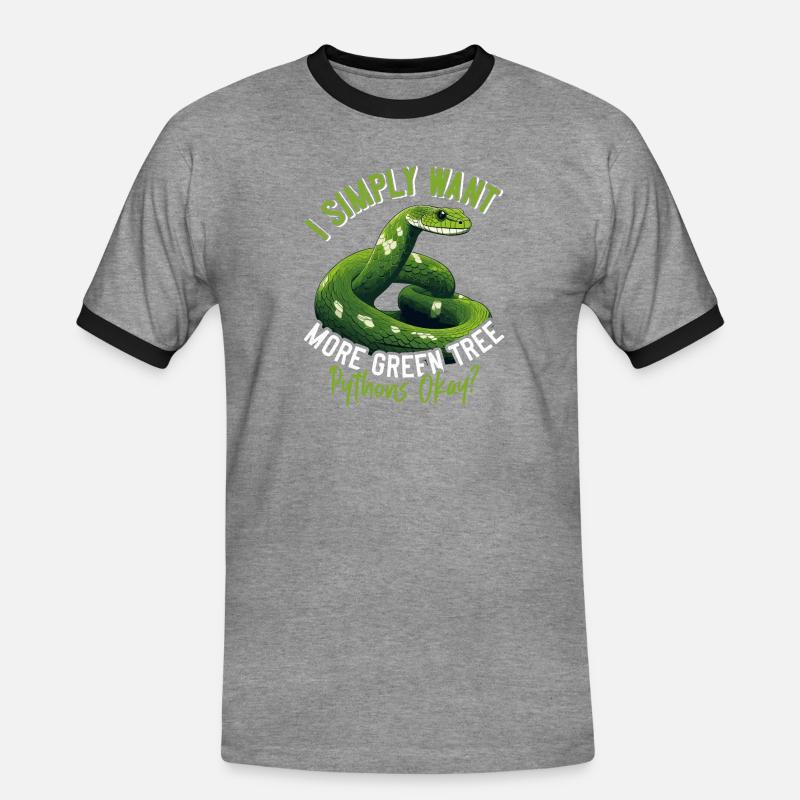 Green Tree Python - Männer Kontrast-T-Shirt - Grau meliert/Schwarz