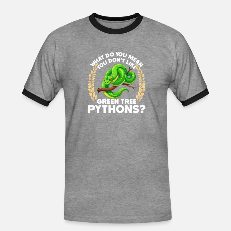 Green Tree Python - Men's Ringer Shirt - heather grey/black