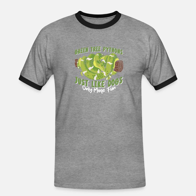 Green Tree Python - Men's Ringer Shirt - heather grey/black