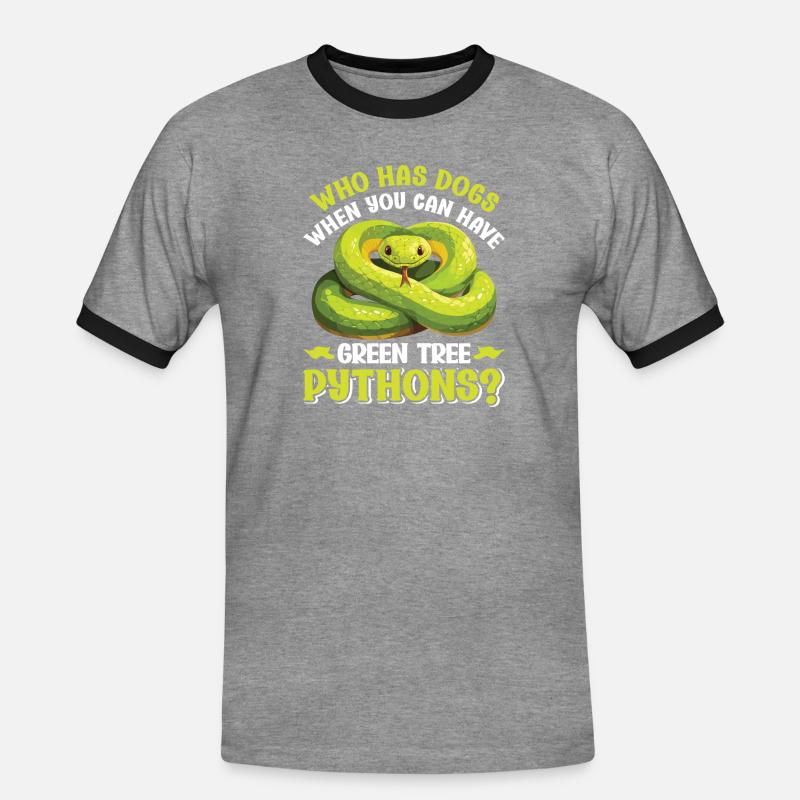 Green Tree Python - Men's Ringer Shirt - heather grey/black