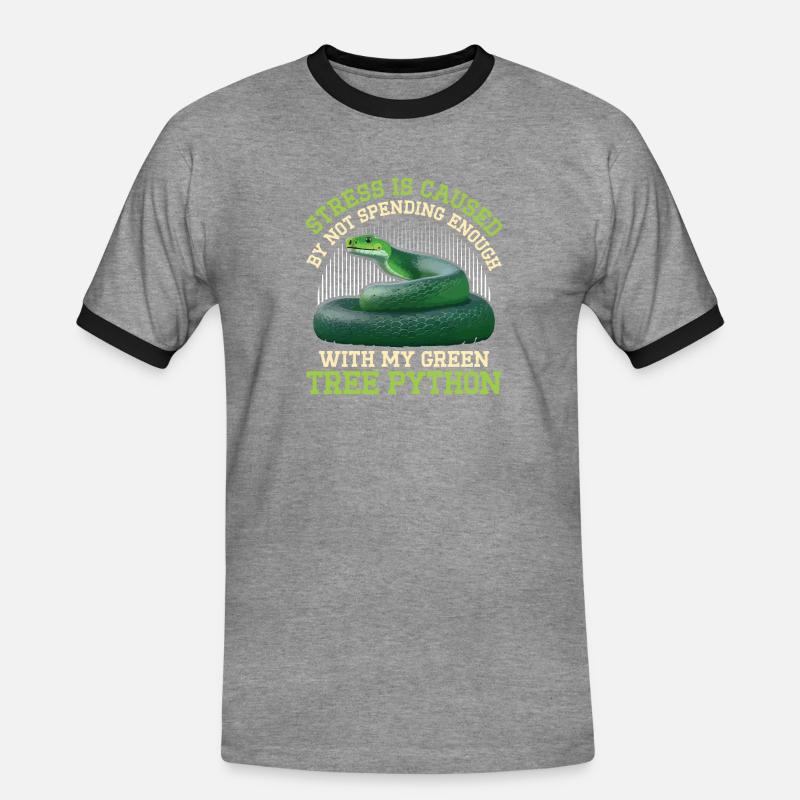 Green Tree Python - Men's Ringer Shirt - heather grey/black