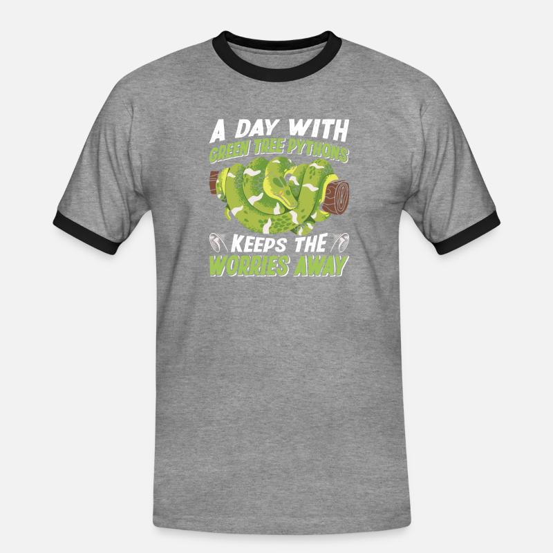 Green Tree Python - Men's Ringer Shirt - heather grey/black